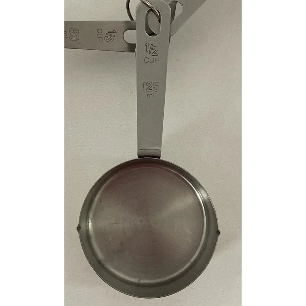 Stainless Steel Measuring Cups Set Of Four 1/4 1/3 1/2 1 Heavy Weight Unbranded